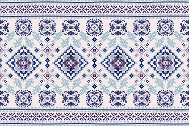 Traditional ikat and ethnic seamless pattern with geometric tribal background