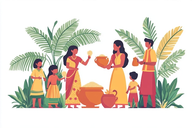 Vector traditional indian family bonding moments