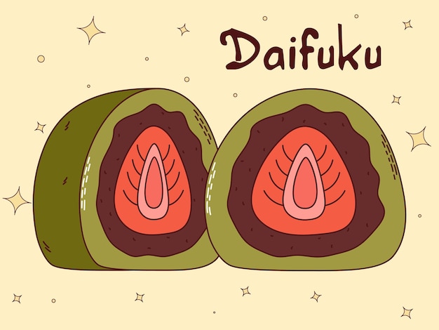 Traditional Japanese food Asian Daifuku Delicious desert Vector illistration