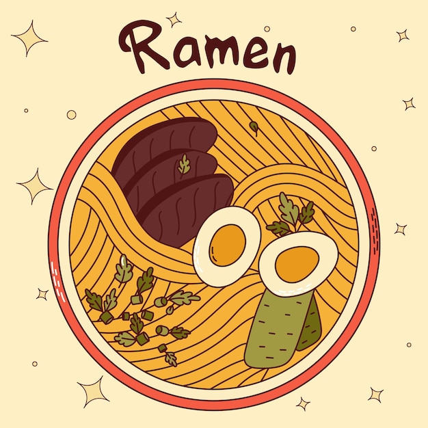 Traditional Japanese food Asian Ramen Vector illistration