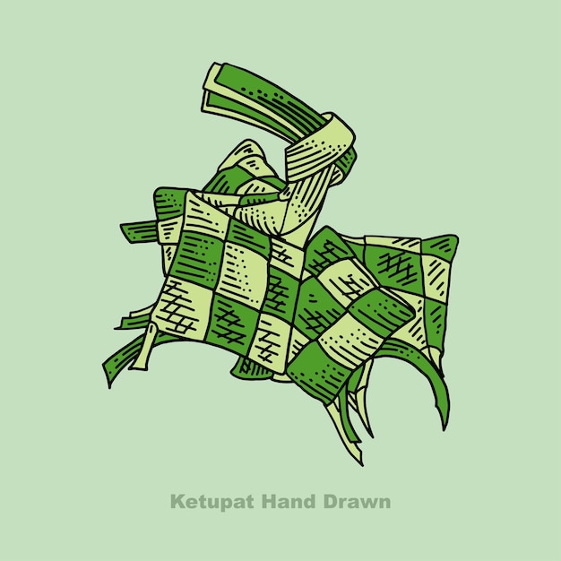 Traditional ketupat hand drawn style vector