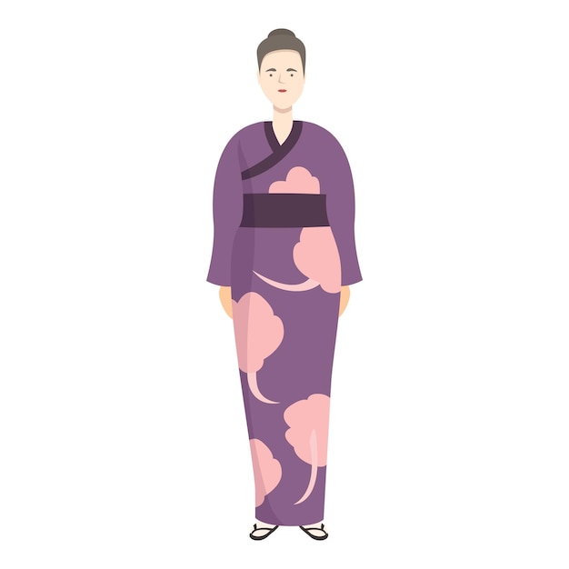 Traditional kimono icon cartoon vector Woman costume Colorful smile