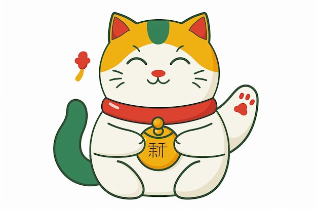 Vector traditional lucky cat cartoon illustration