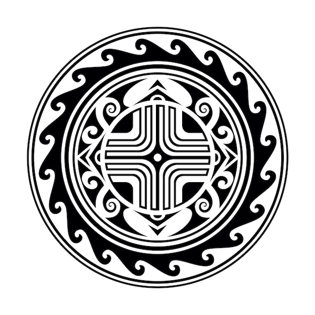 Traditional Maori round tattoo design Editable vector illustration Ethnic circle ornament African