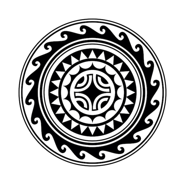 Traditional Maori round tattoo design Editable vector illustration Ethnic circle ornament African