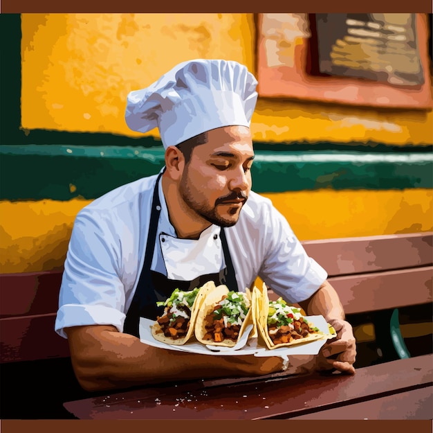 Vector traditional mexican cuisine food set with tacos quesadillas enchiladas chiles en nogada pozole