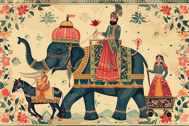 Traditional Mughal Elephant design illustration