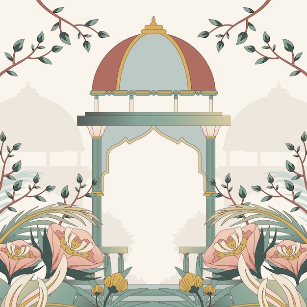 Vector traditional mughal garden illustration