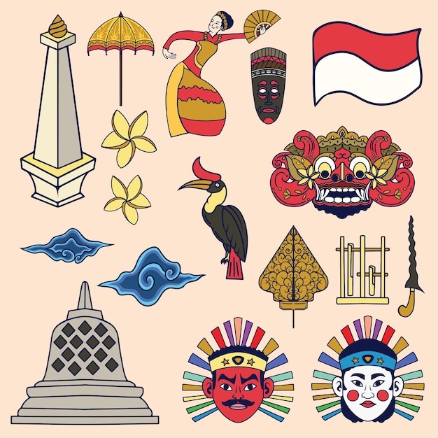 traditional nusantara culture vector asset