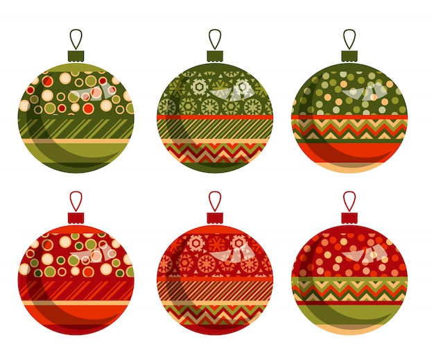 Traditional ornament patchwork xmas bubbles or balls set