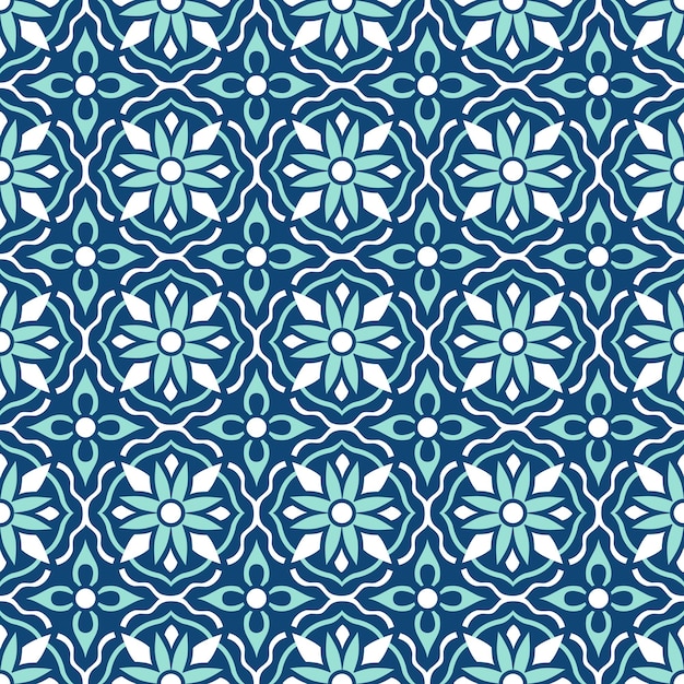 Traditional ornate Portuguese tiles azulejos. Ethnic folk ornament. The vintage pattern. Majolica. 