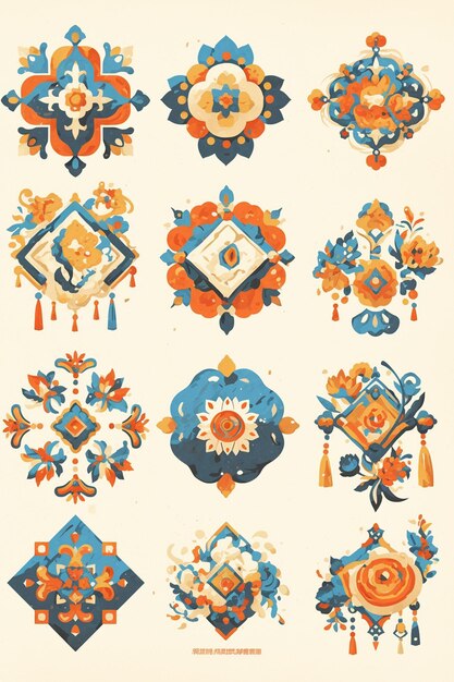 Vector traditional patterns of dandong china