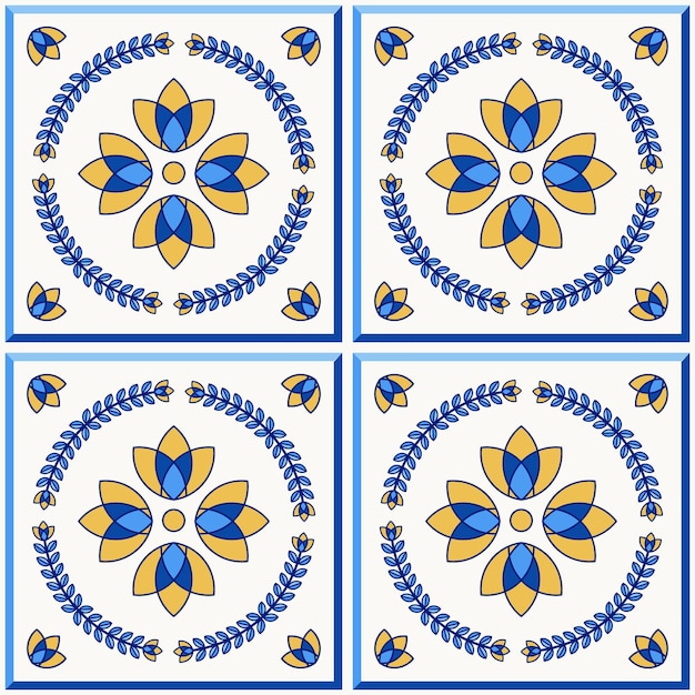 Traditional Portugal Lisbon azulejo ceramic tiles pattern