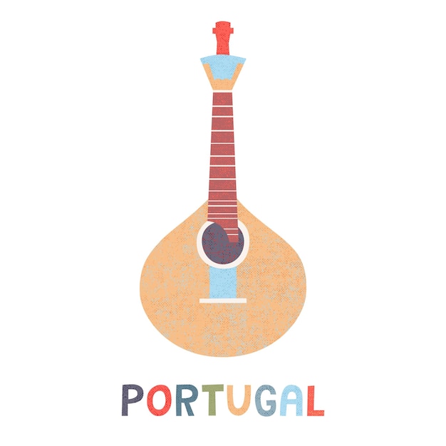 Vector traditional portuguese guitar and the inscription portugal.