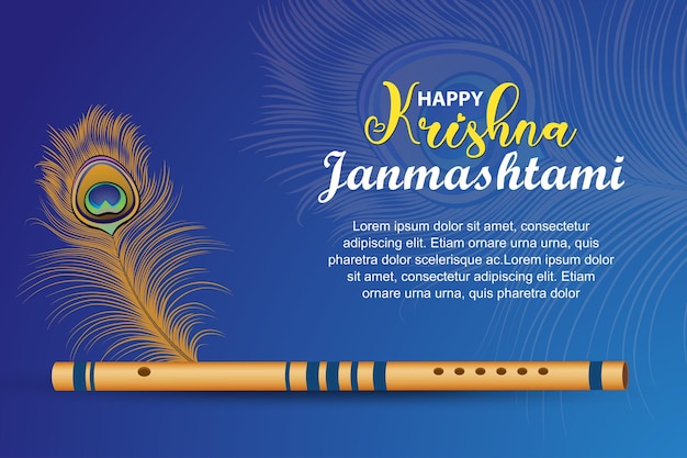 Traditional Poster Design for Hindu Festival Shree Krishna Janmashtami