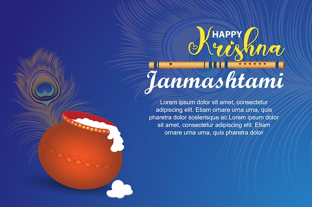 Traditional Poster Design for Hindu Festival Shree Krishna Janmashtami