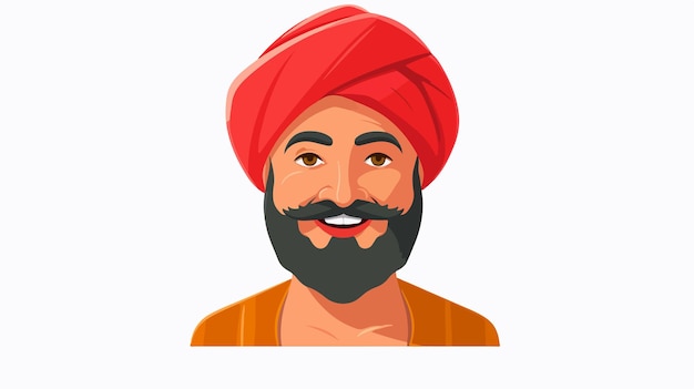 Traditional Red Farmer Turban Flat Vector Illustration