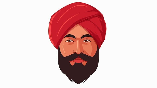 Traditional Red Farmer Turban Flat Vector Illustration