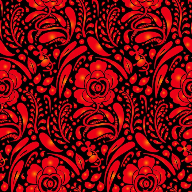 Traditional Russian vector seamless pattern in khokhloma style Can be used for banner card poster web design etc