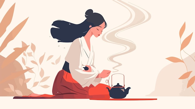 Vector traditional serene tea ceremony