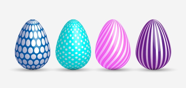 Vector traditional set of eggs for easter isolated on white background