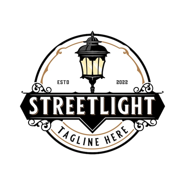 traditional street light vector logo. with the concept of poles and street lights. in the form of an