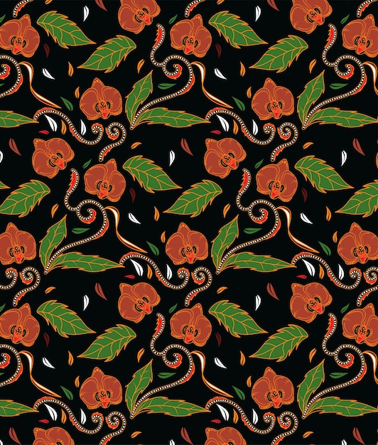 traditional style batik floral pattern