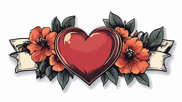 Traditional Style Heart Tattoo Sticker Design