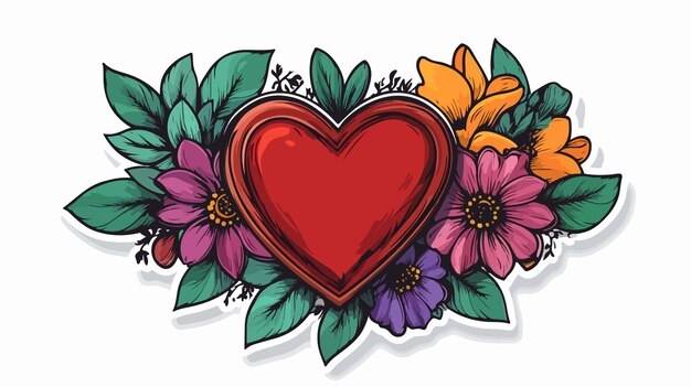 Vector traditional style heart tattoo sticker