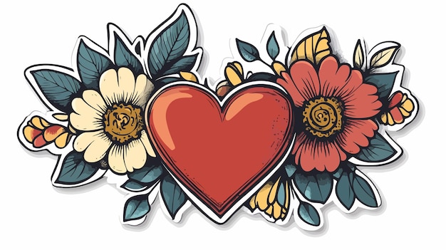 Vector traditional style heart tattoo sticker