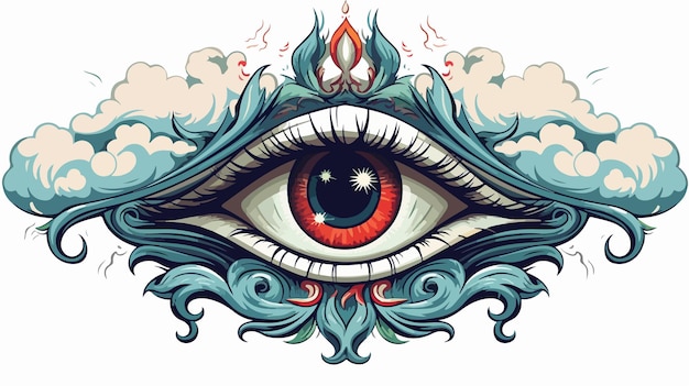 Traditional Style Tattoo Sticker with AllSeeing Eye Design