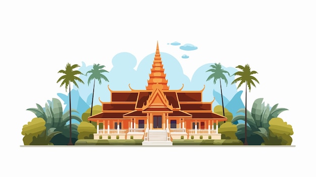 Vector traditional thai culture house icon in modern flat design style