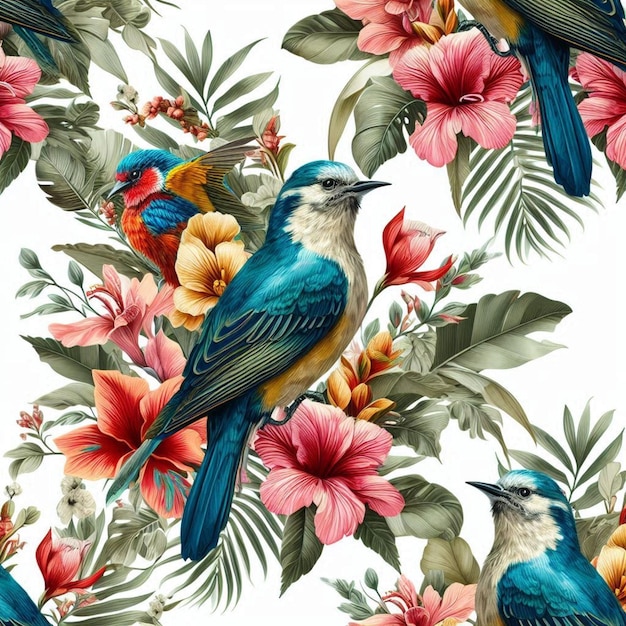 Traditional tropical prints pattern illustration