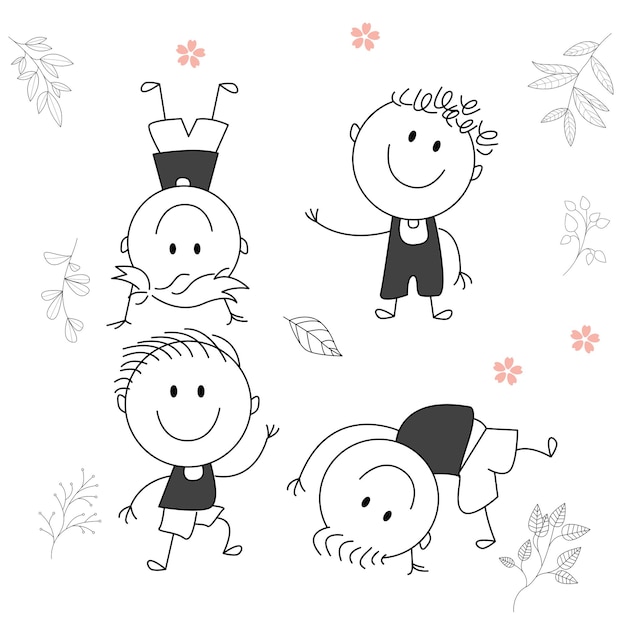 Traditional vector illustration of a child with a big smile