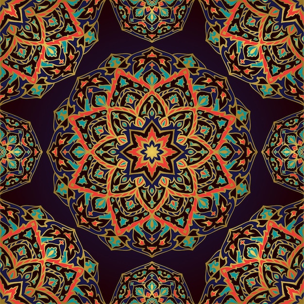 Traditional vector ornament Seamless oriental pattern with mandalas