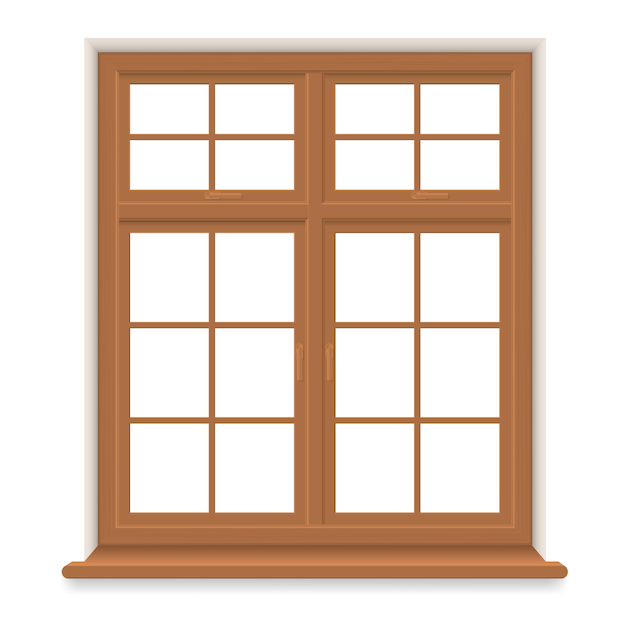 Traditional wooden window isolated Closed realistic vector window  element of architecture and interior design