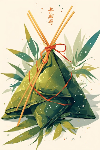 Vector traditional zongzi making for duanwu festival