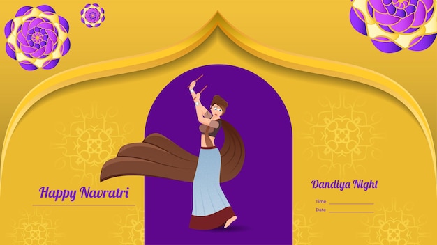 Traditionally dressed girl vector creative dandiya banner vector Happy Navratri