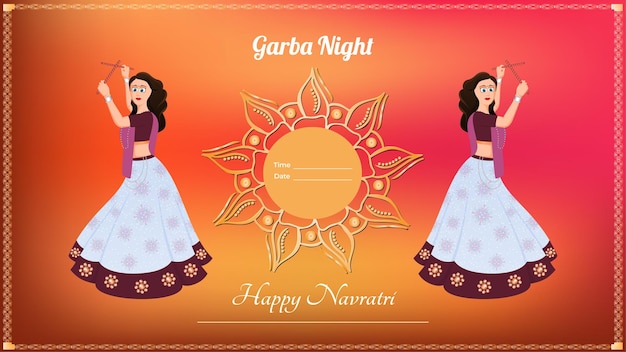 Traditionally dressed girl vector creative dandiya banner vector Happy Navratri