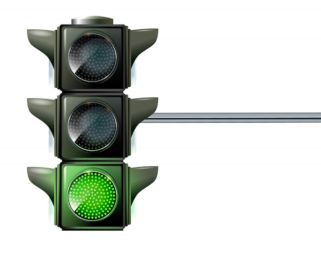 Traffic light the three colors light up red, yellow and green at the same time.