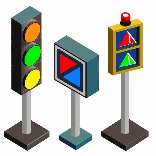 Vector a traffic light with a red light and a green arrow on it