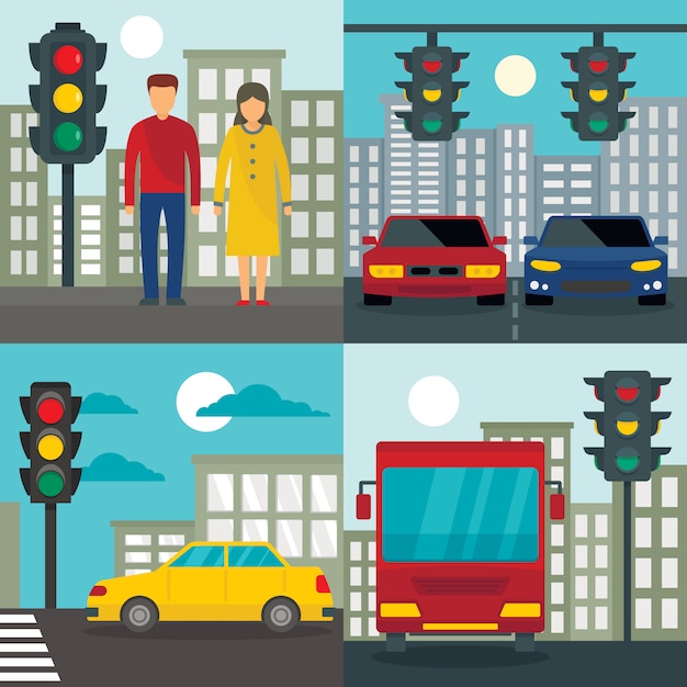 Traffic lights semaphore backgrounds