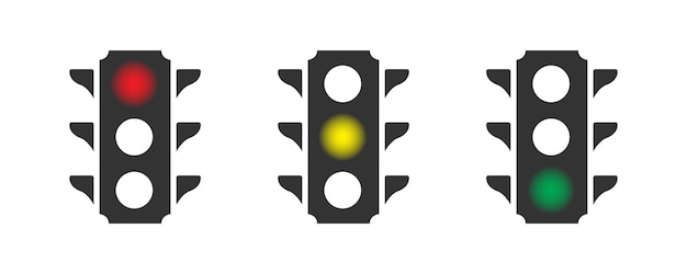 Traffic lights with all three colors on Simple design Flat vector illustration