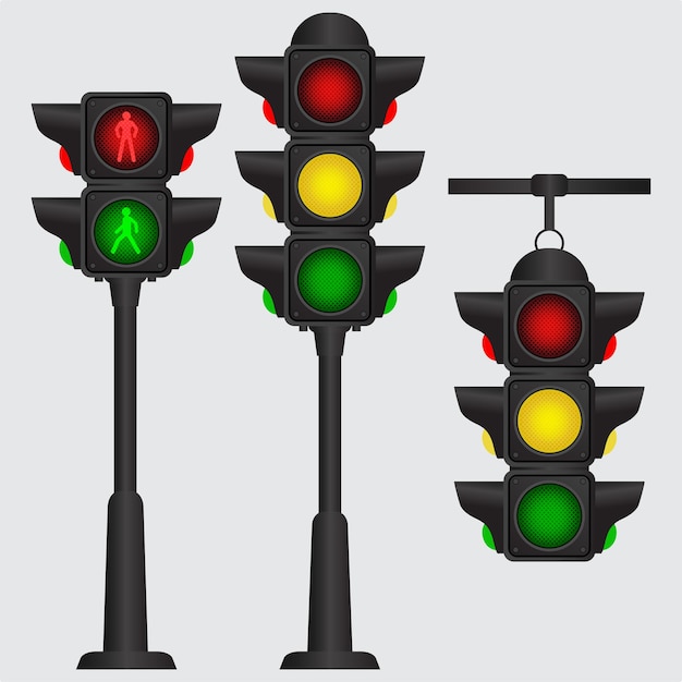 Traffic lights with all three colors on