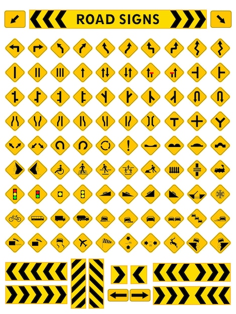 Traffic and road signs. Vector illustration.