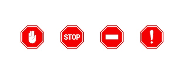 Traffic sign icon stop set Do not enter Vector EPS 10