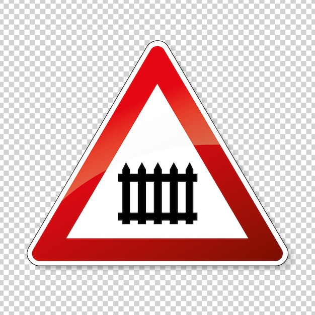 Traffic sign no passing German traffic sign warning about likeliness of traffic queues on checked transparent background Vector illustration Eps 10 vector file