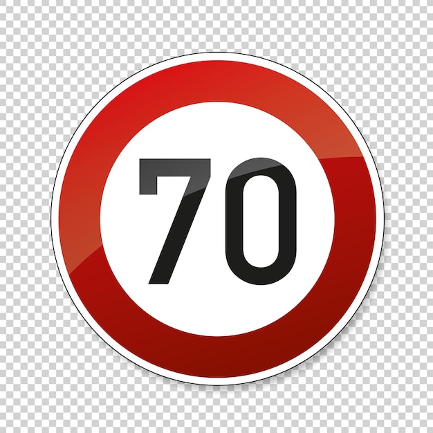 Traffic sign speed limit thirty German traffic sign restricting speed to 30 kilometers per hour on checked transparent background Vector illustration Eps 10 vector file