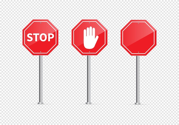 Traffic sign stop isolated on transparent background.