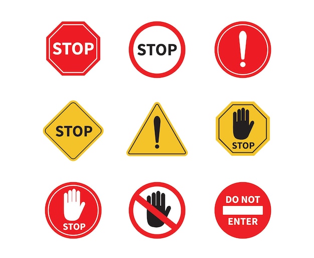 Traffic sign stop on white background Do not enter sign Attention Forbidden Caution